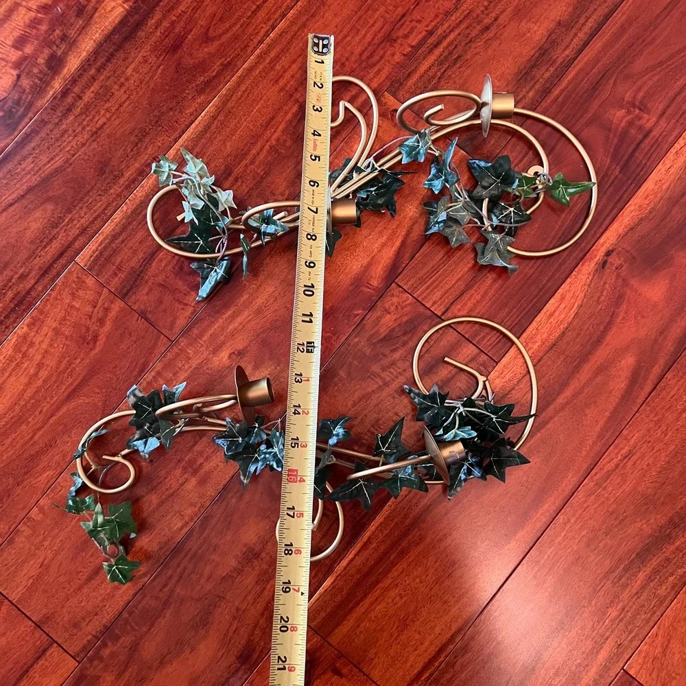 VTG Metal Ivy Wall Candle Sconces Pair Home Interiors Style Hollywood Regency